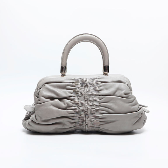 Christian Dior Gathered Leather Handbag – Piel gris
