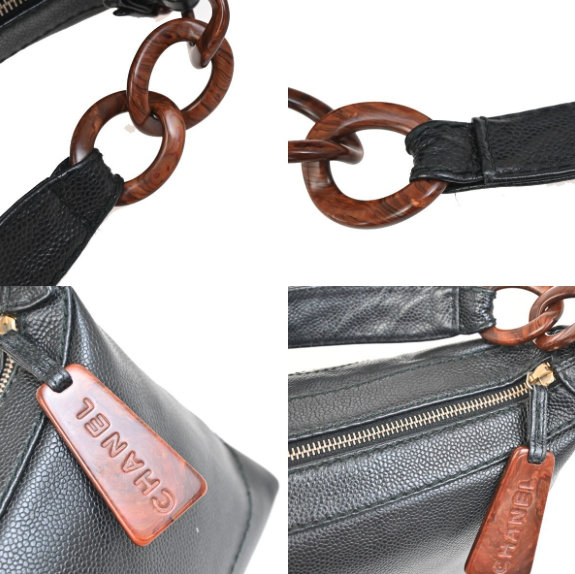 Chanel Vintage Wood Chain CC Shoulder Bag