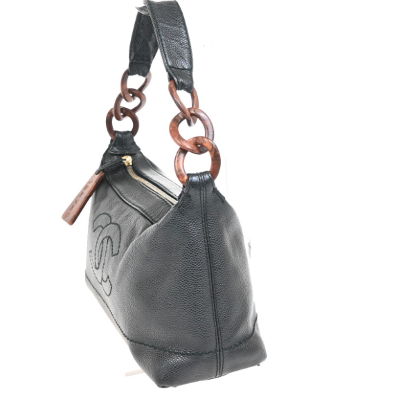 Chanel Vintage Wood Chain CC Shoulder Bag