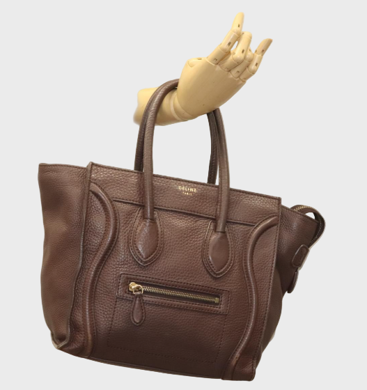 Céline Luggage Shopper Pequeño en Piel Marrón