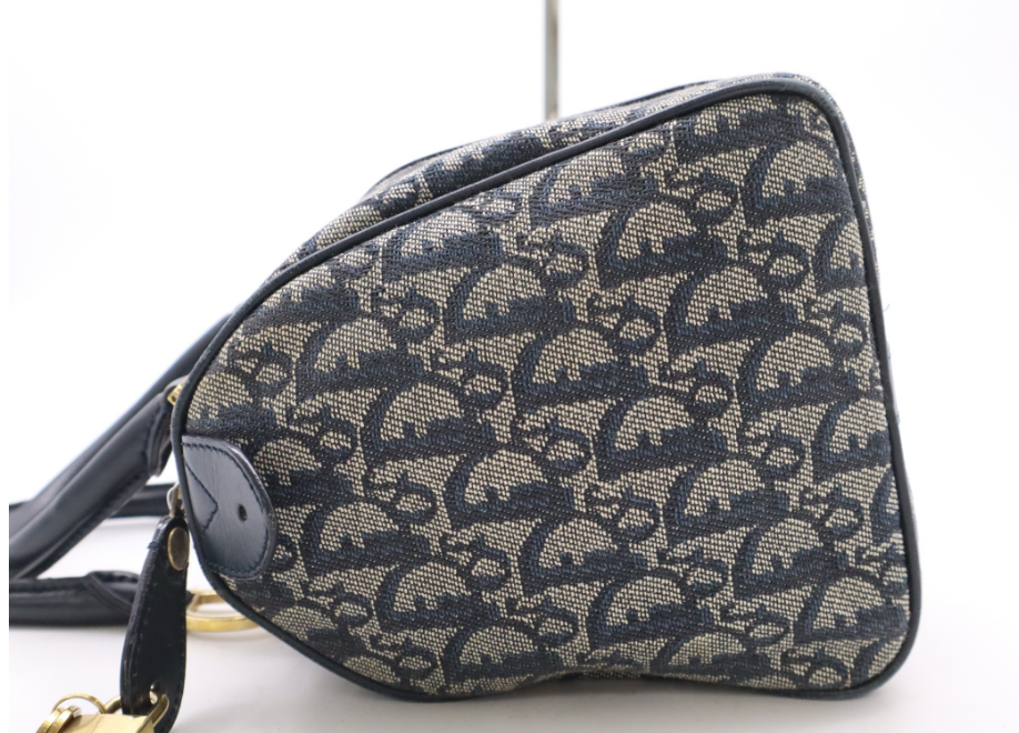 Christian Dior Trotter Bowling Handbag en Lona y Piel Azul Marino