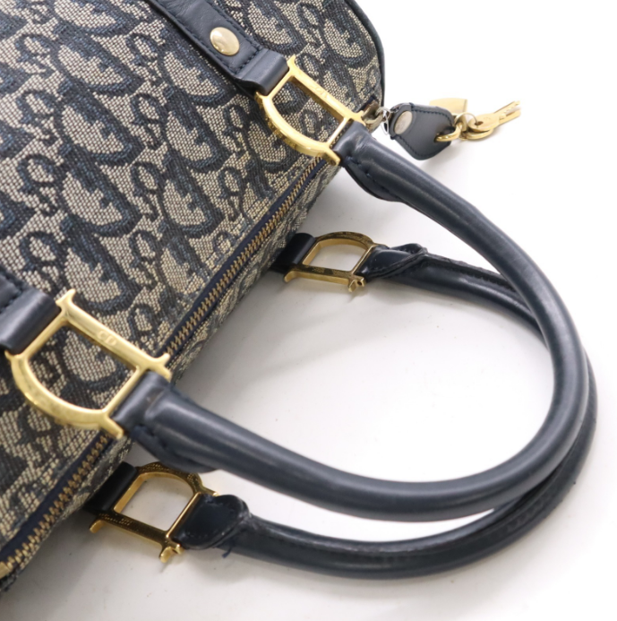 Christian Dior Trotter Bowling Handbag en Lona y Piel Azul Marino