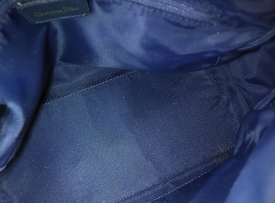 Christian Dior Trotter Bowling Handbag en Lona y Piel Azul Marino
