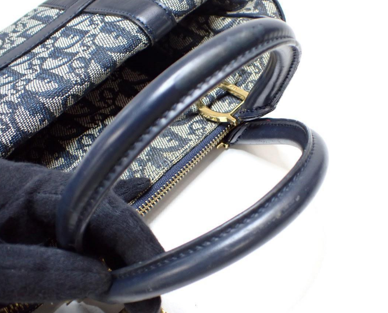 Christian Dior Trotter Bowling Handbag en Lona y Piel Azul Marino