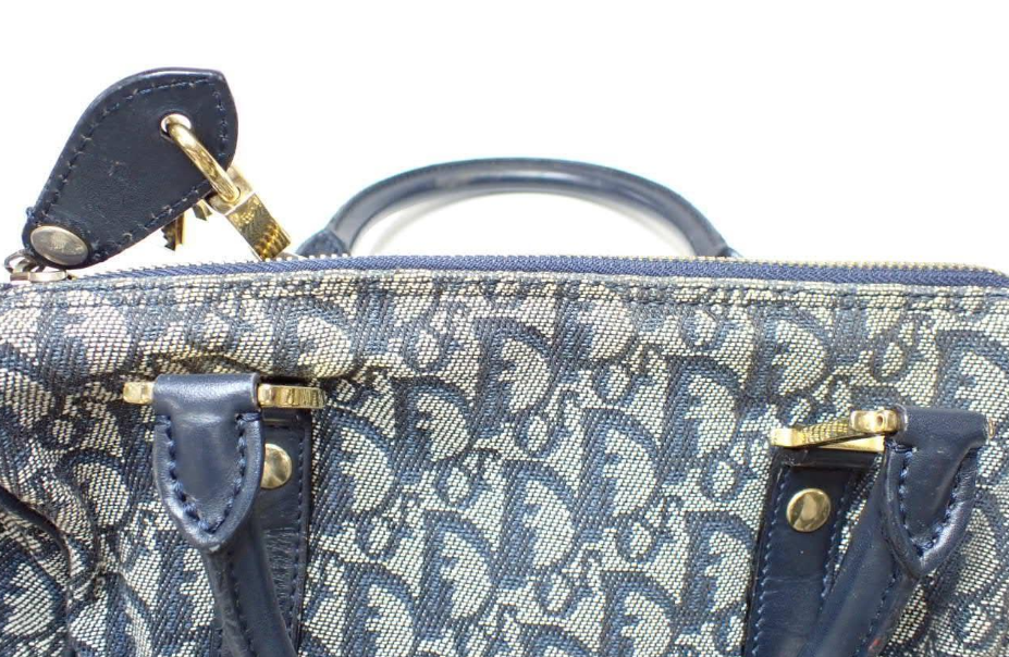 Christian Dior Trotter Bowling Handbag en Lona y Piel Azul Marino