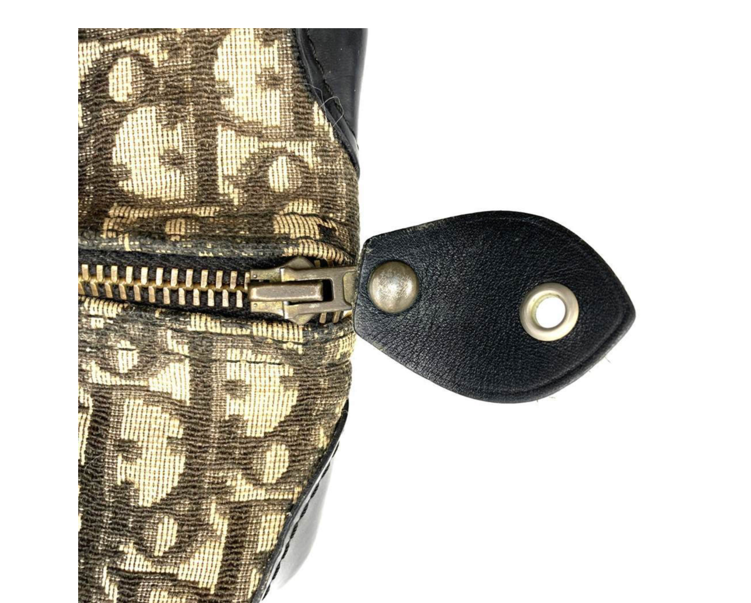 Dior Trotter Canvas Beige con Esquinas en Piel Negra