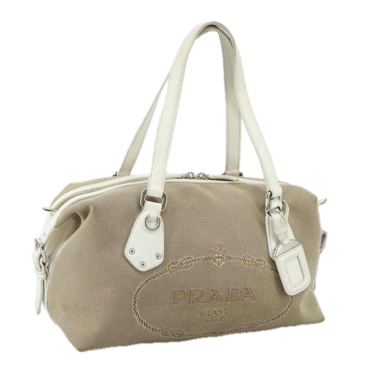 Prada Logo Jacquard con asas blancas