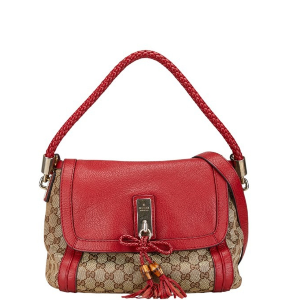Gucci Bella en canvas beige con detalles rojos
