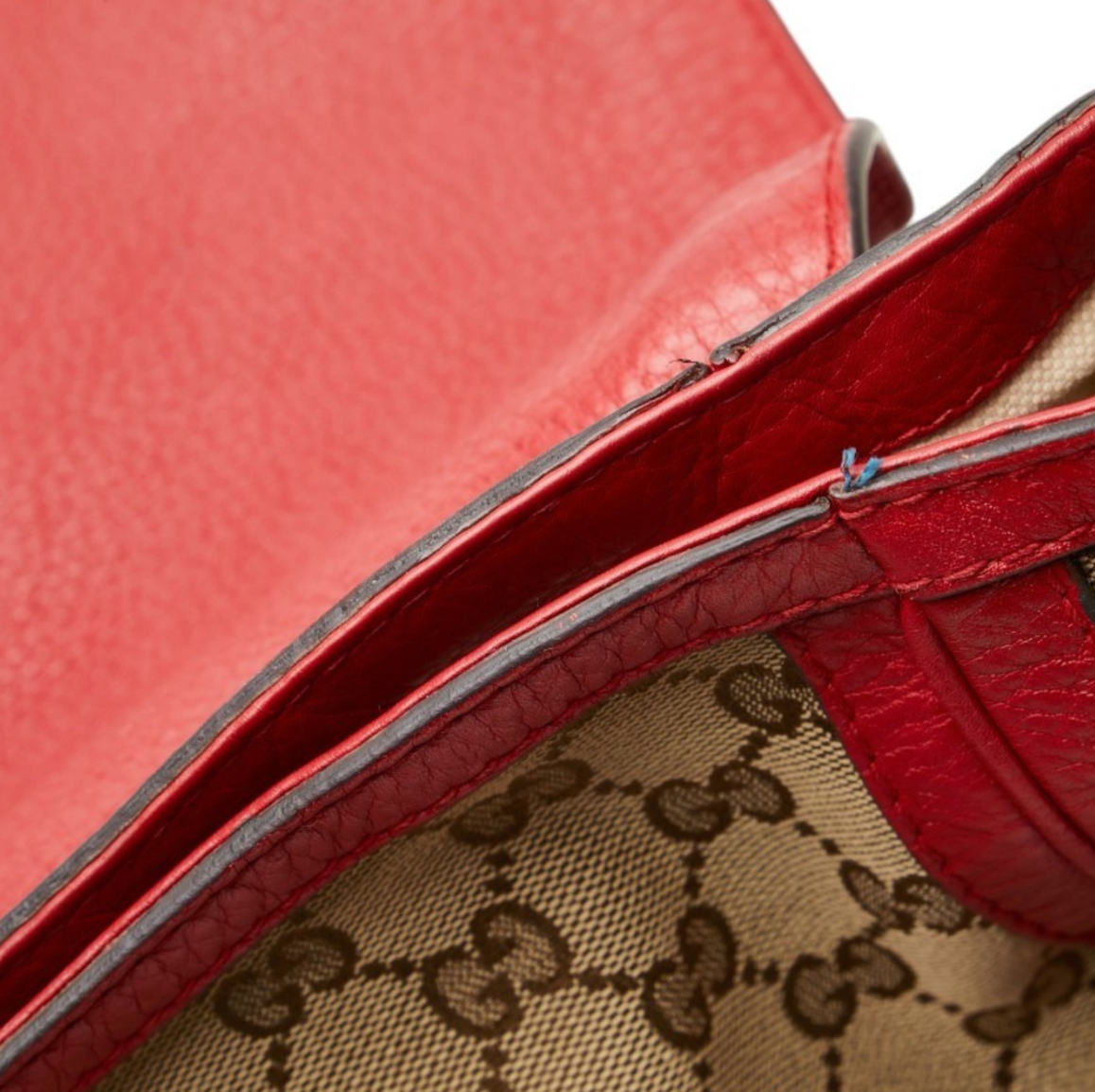 Gucci Bella en canvas beige con detalles rojos