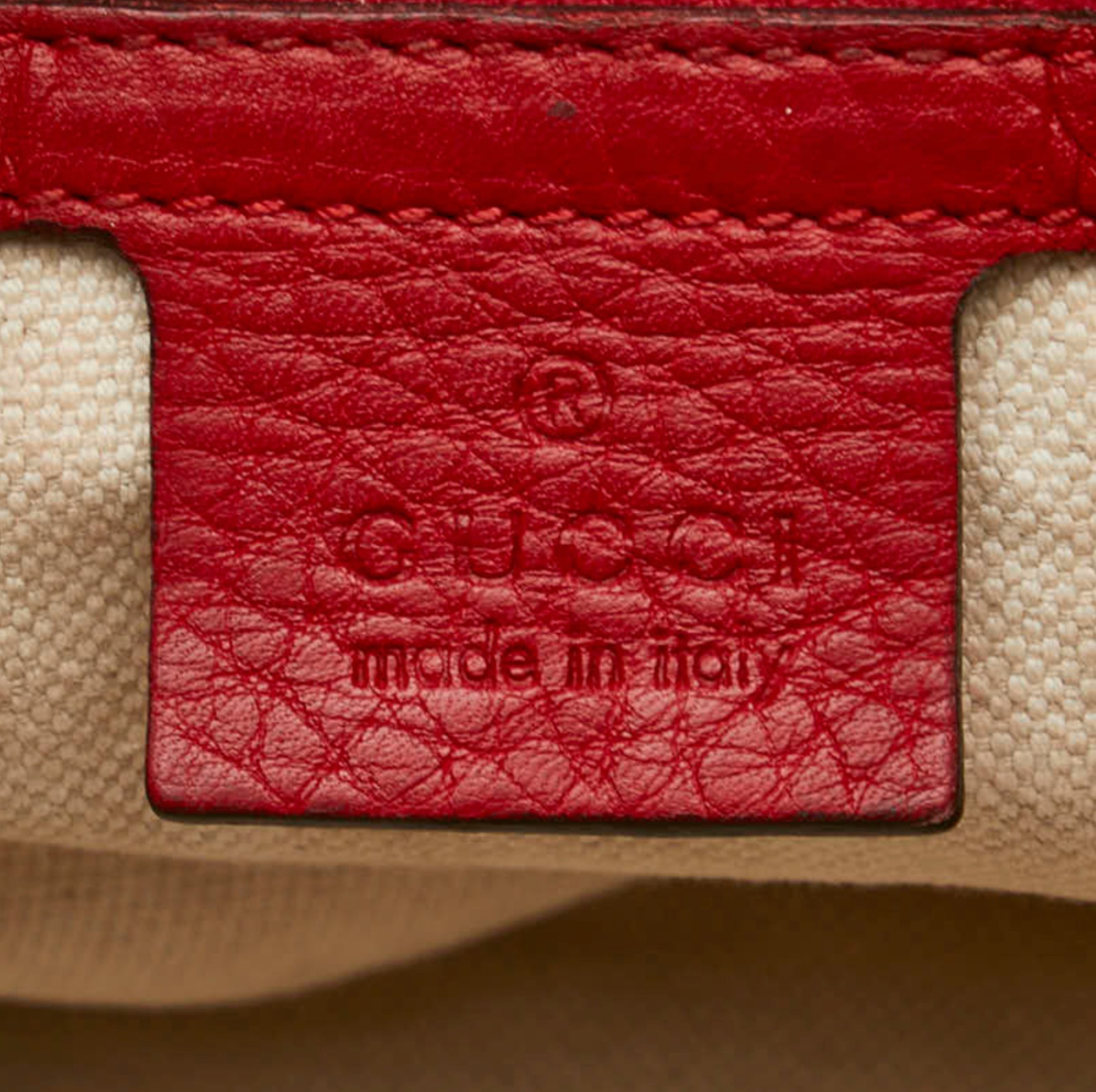 Gucci Bella en canvas beige con detalles rojos