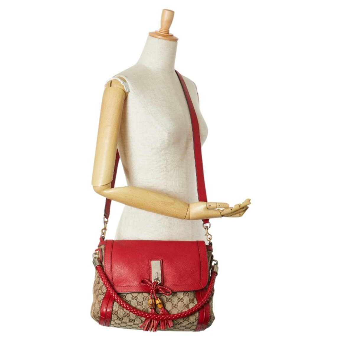 Gucci Bella en canvas beige con detalles rojos
