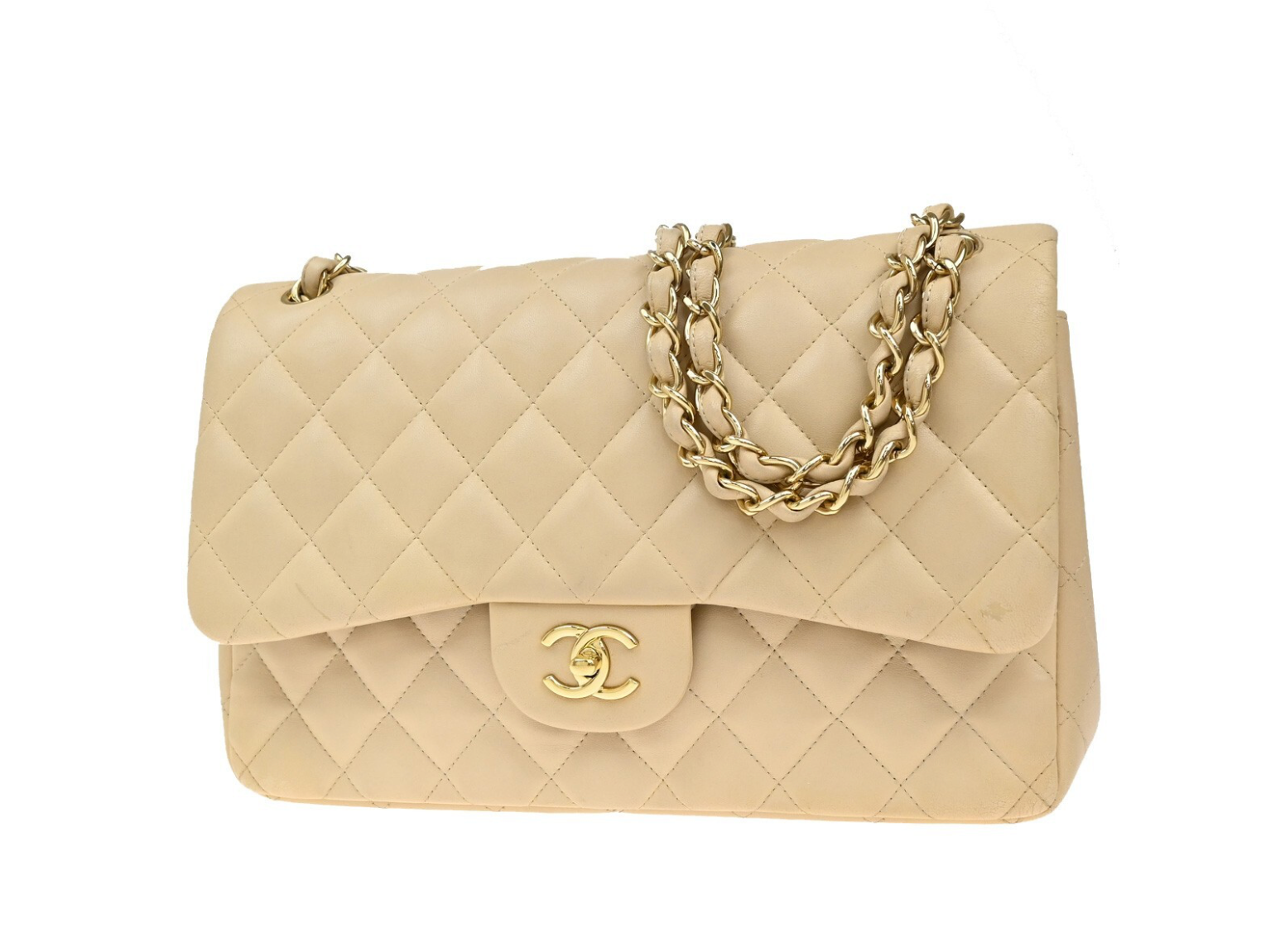 Chanel Timeless Classic Flap mediano en piel beige