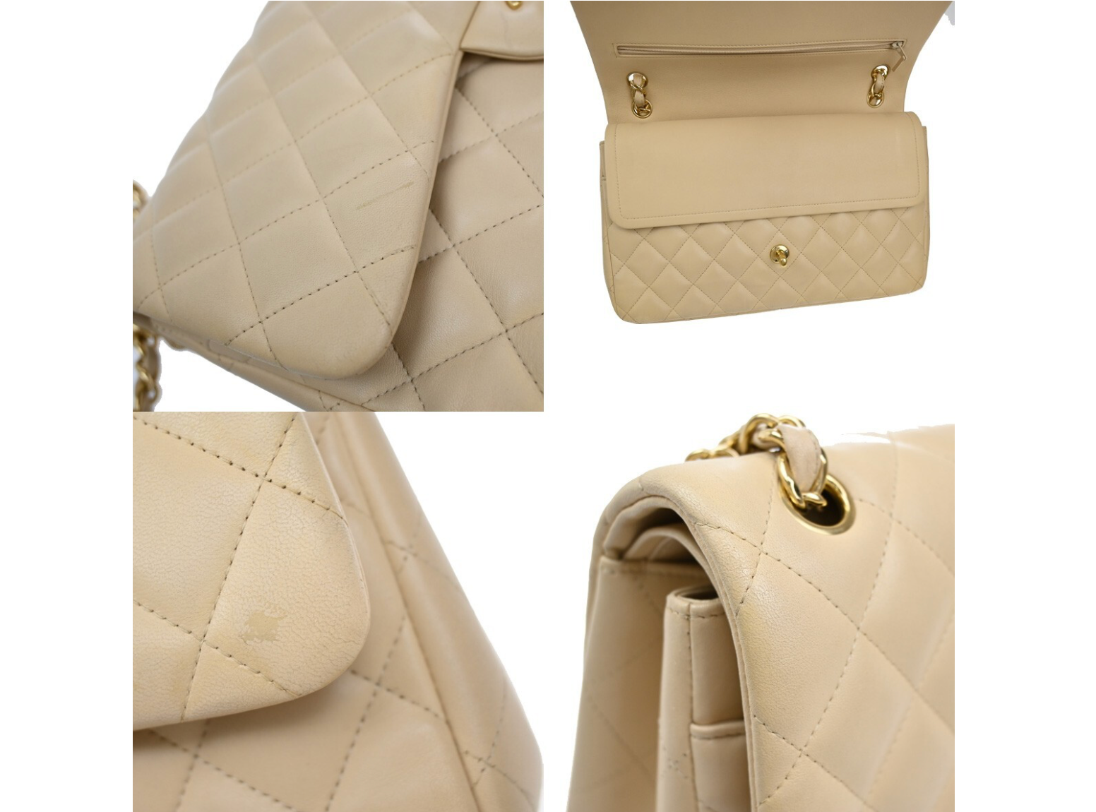 Chanel Timeless Classic Flap mediano en piel beige