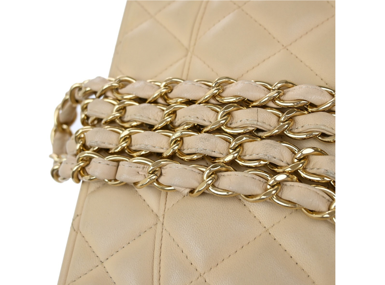 Chanel Timeless Classic Flap mediano en piel beige