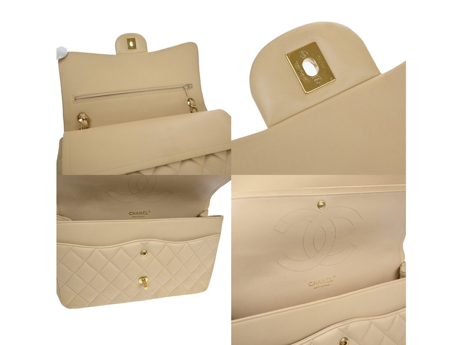 Chanel Timeless Classic Flap mediano en piel beige