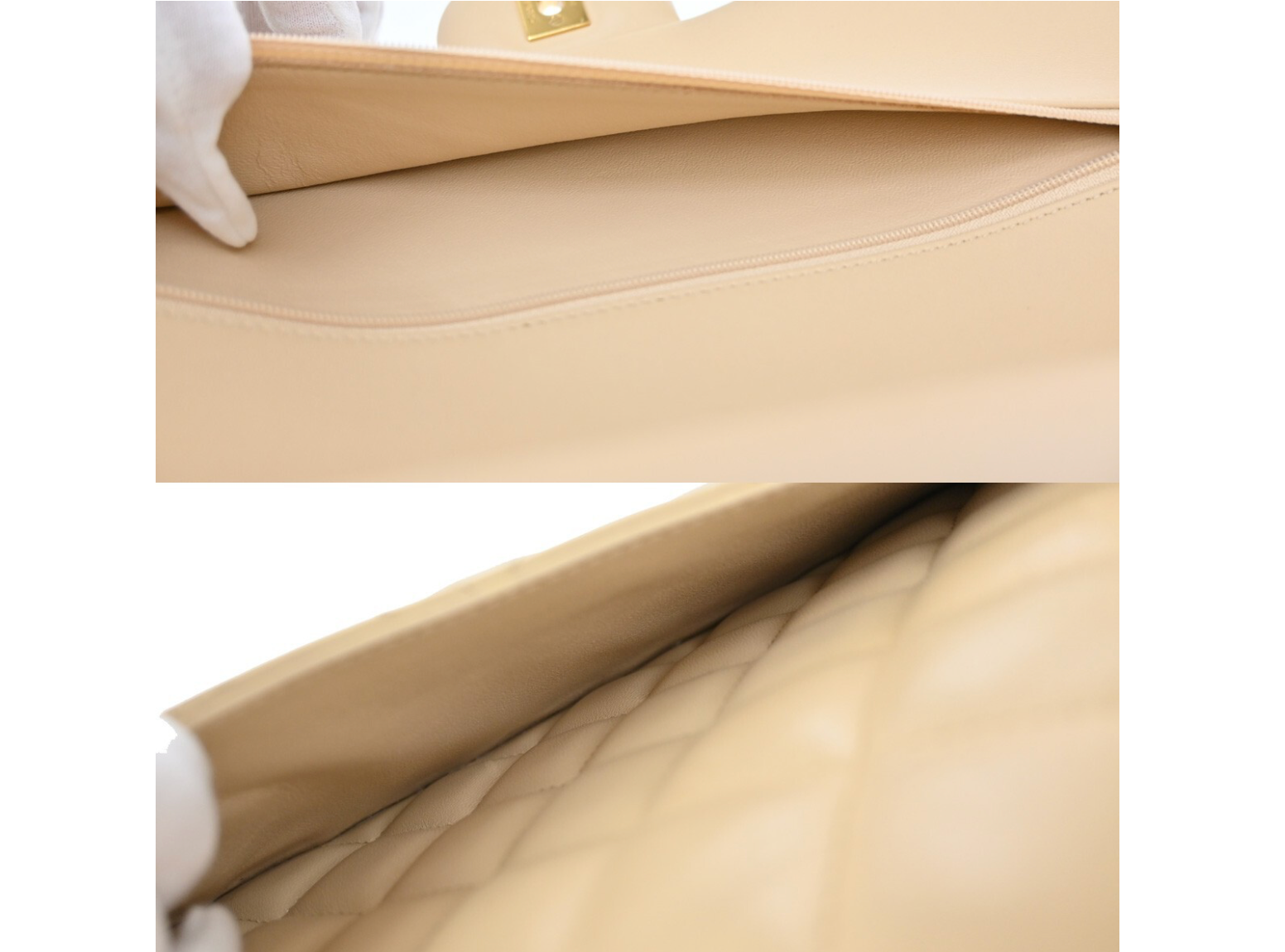 Chanel Timeless Classic Flap mediano en piel beige