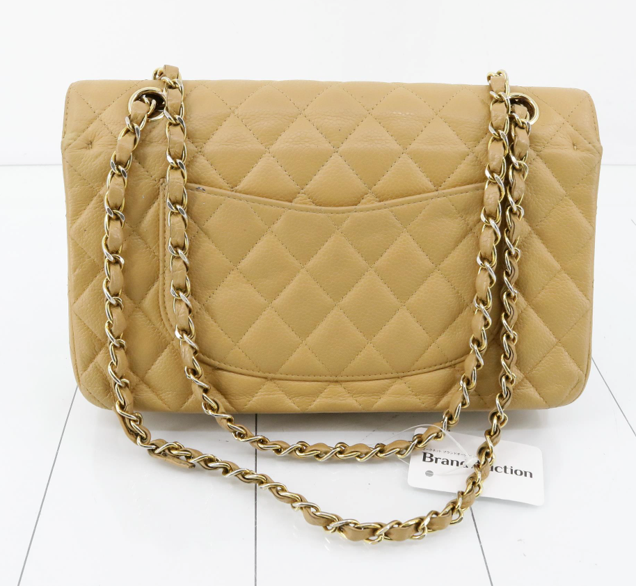 Chanel Timeless 25 Beige Caviar Skin Double Chain