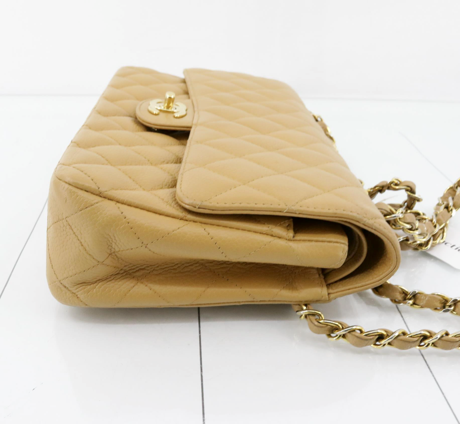 Chanel Timeless 25 Beige Caviar Skin Double Chain