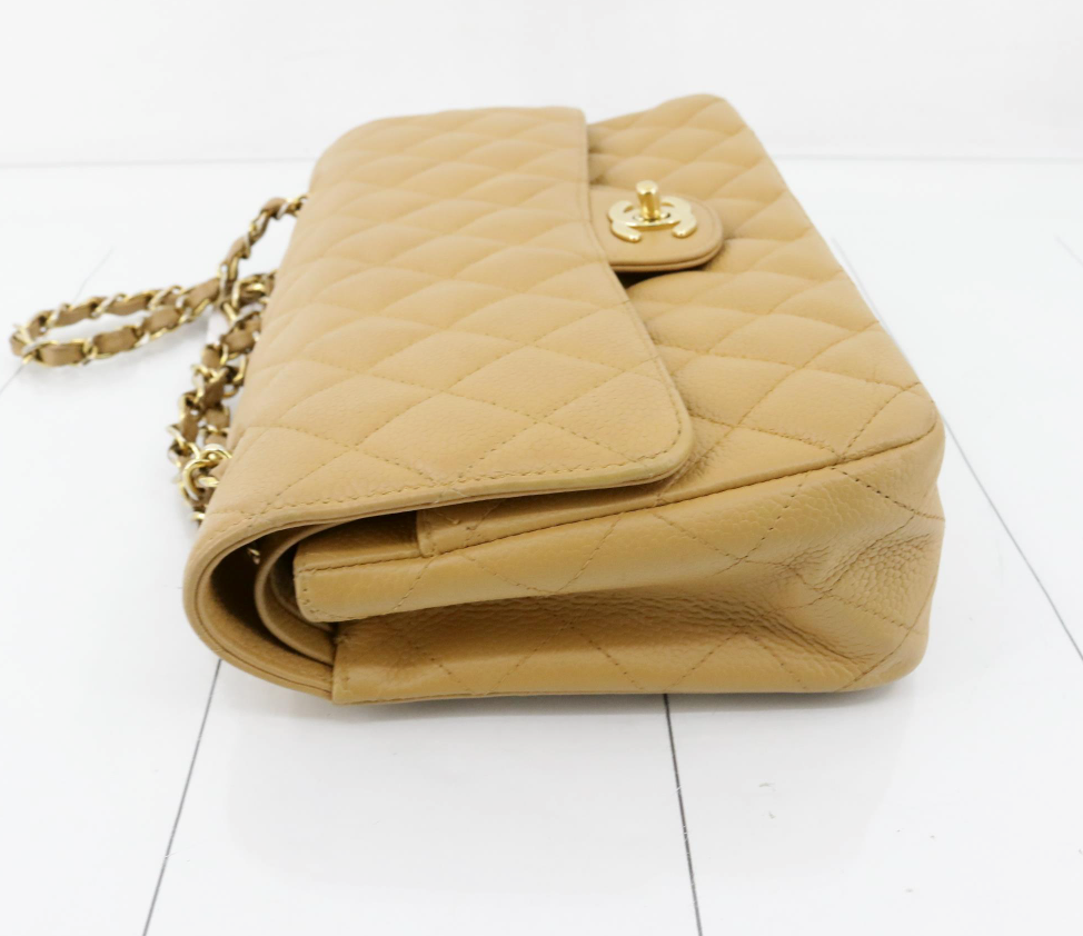 Chanel Timeless 25 Beige Caviar Skin Double Chain