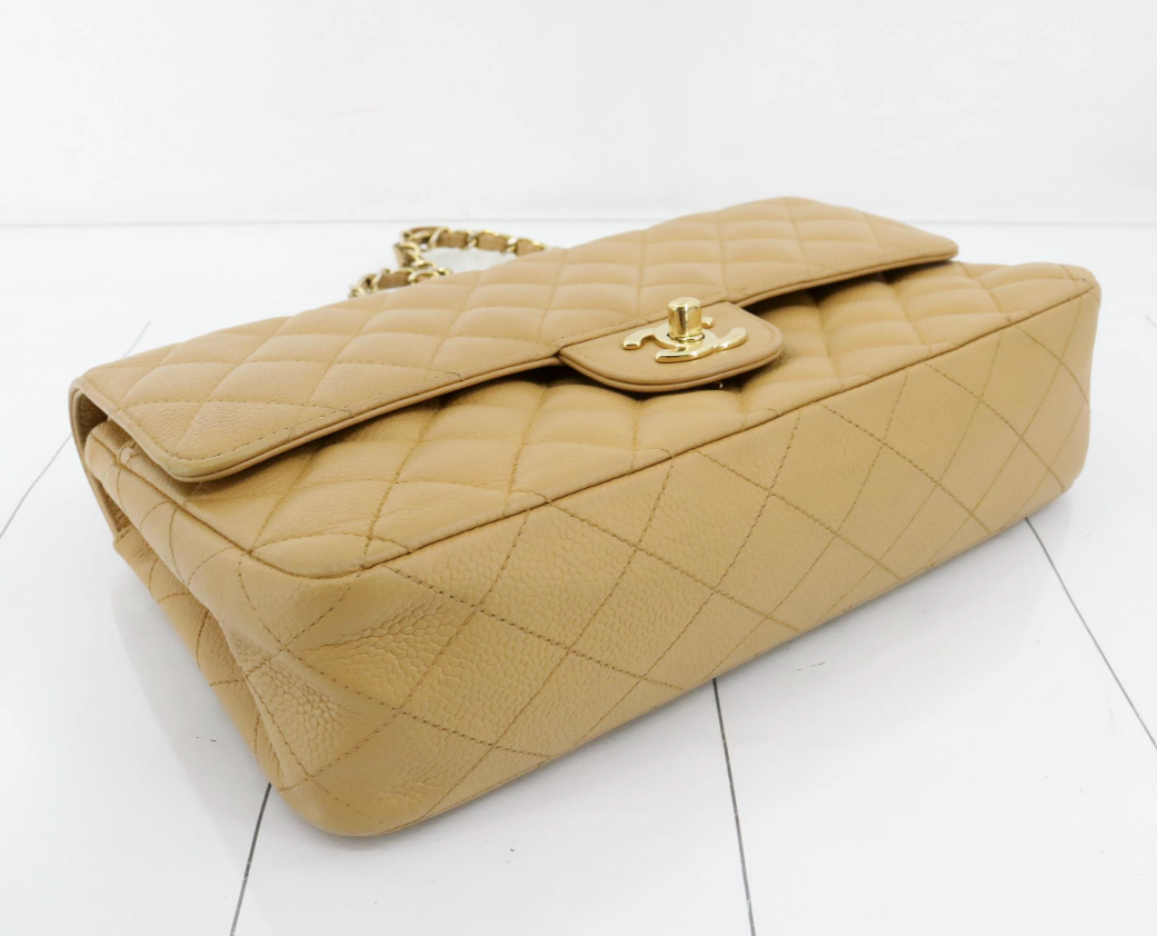 Chanel Timeless 25 Beige Caviar Skin Double Chain