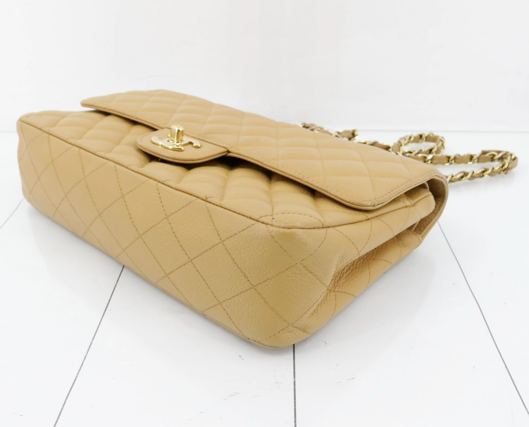Chanel Timeless 25 Beige Caviar Skin Double Chain