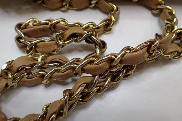 Chanel Timeless 25 Beige Caviar Skin Double Chain