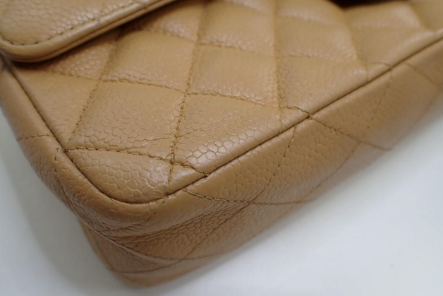 Chanel Timeless 25 Beige Caviar Skin Double Chain