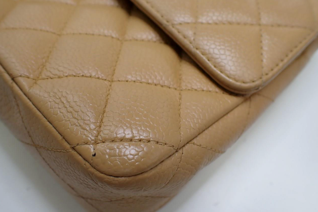 Chanel Timeless 25 Beige Caviar Skin Double Chain