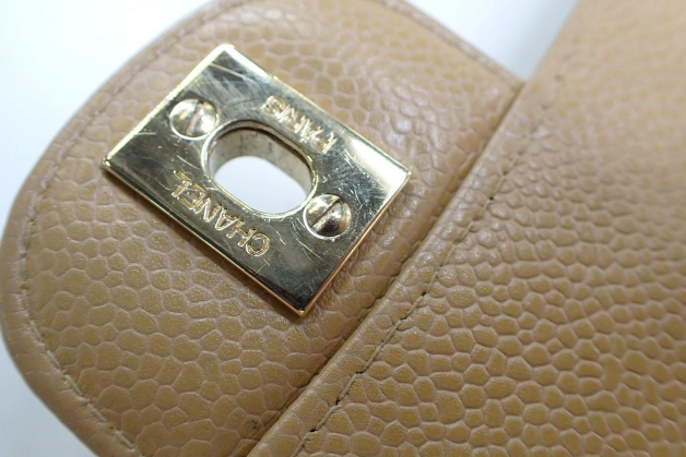 Chanel Timeless 25 Beige Caviar Skin Double Chain