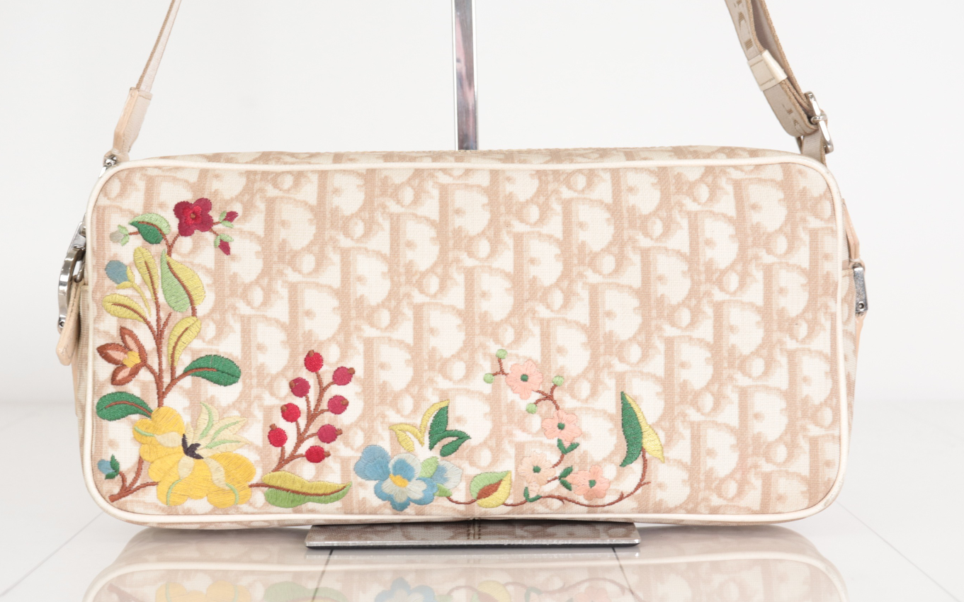 Christian Dior Trotter Beige Floral Embroidery