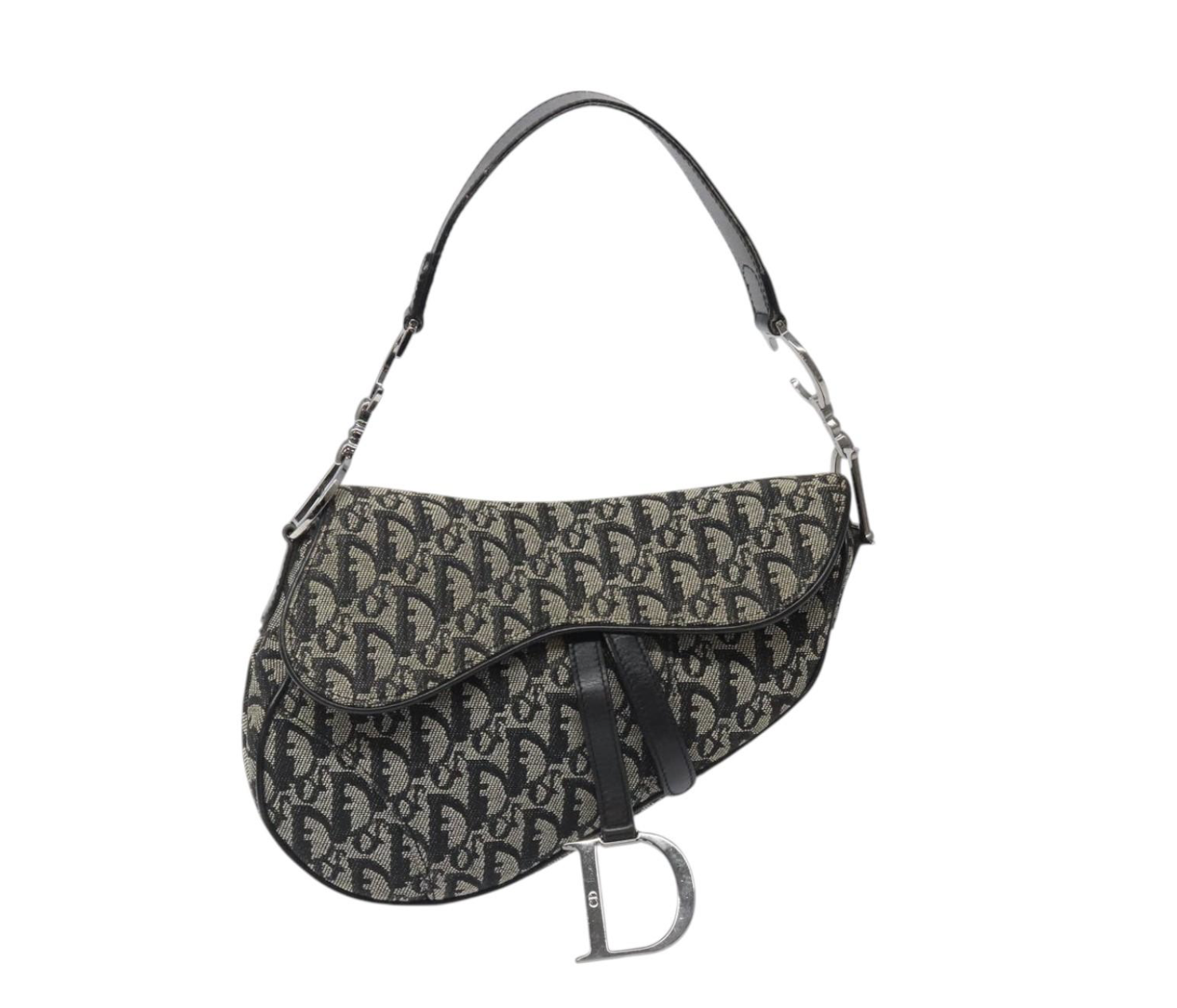 Dior Saddle Vintage en canvas negro