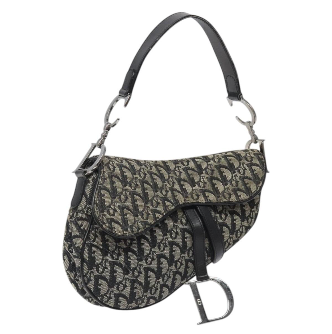Dior Saddle Vintage en canvas negro