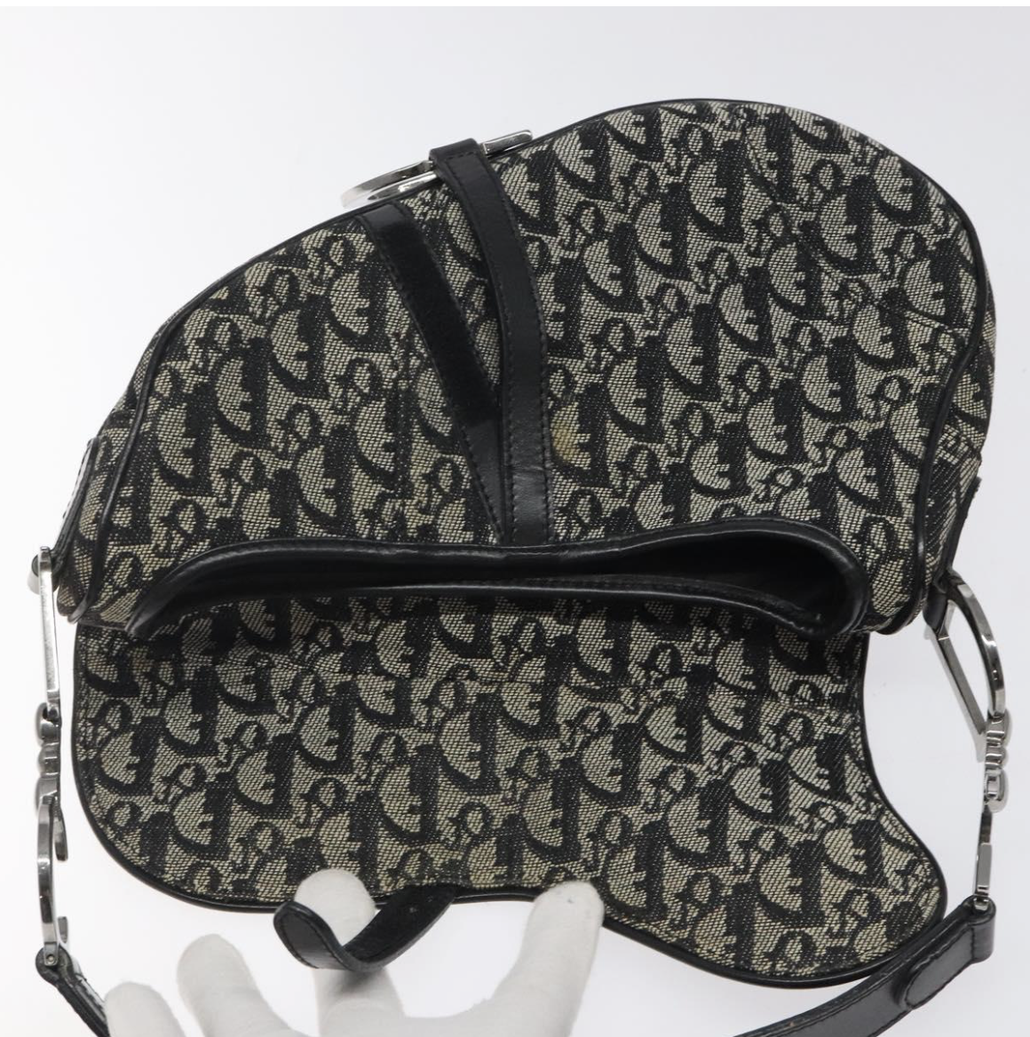 Dior Saddle Vintage en canvas negro
