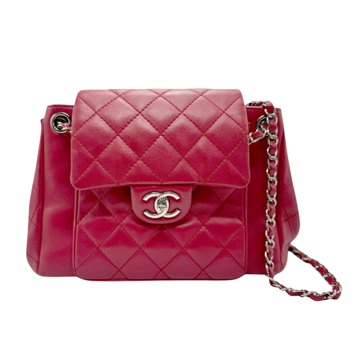 Chanel Timeless Rojo estructurado | Piel de cordero con herrajes plateados