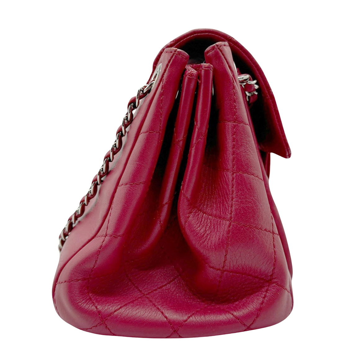 Chanel Timeless Rojo estructurado | Piel de cordero con herrajes plateados