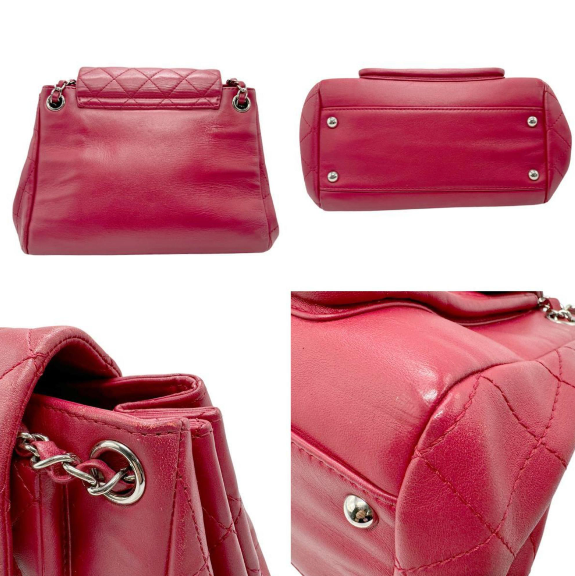 Chanel Timeless Rojo estructurado | Piel de cordero con herrajes plateados