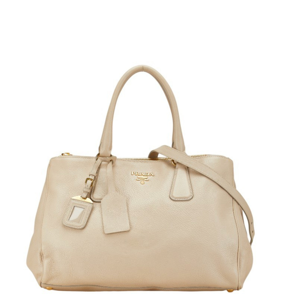 Prada Vitello en cuero beige con bandolera
