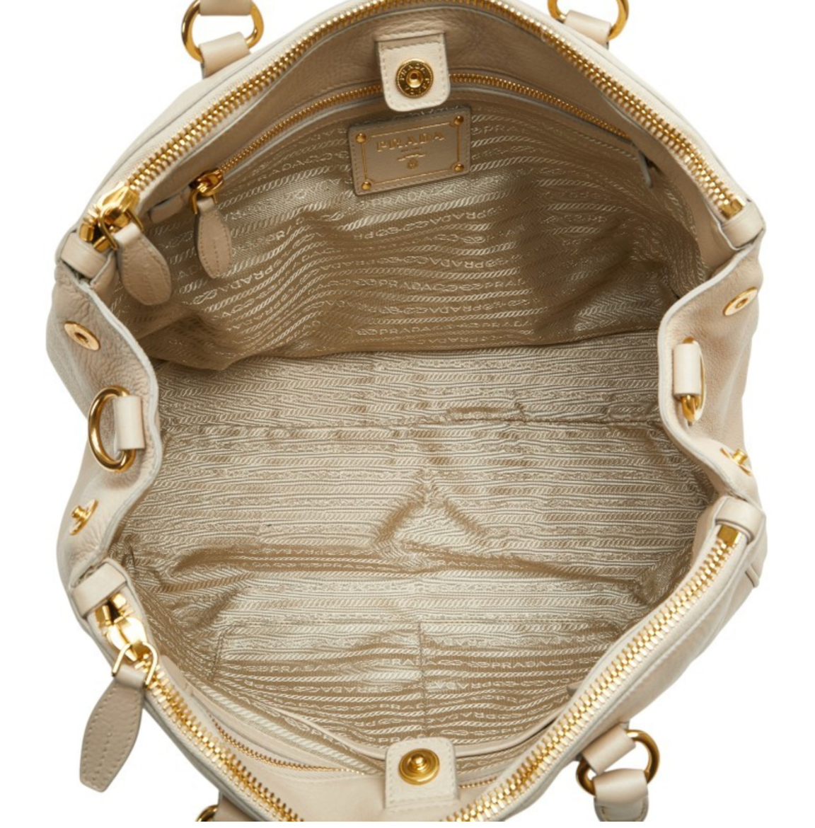 Prada Vitello en cuero beige con bandolera