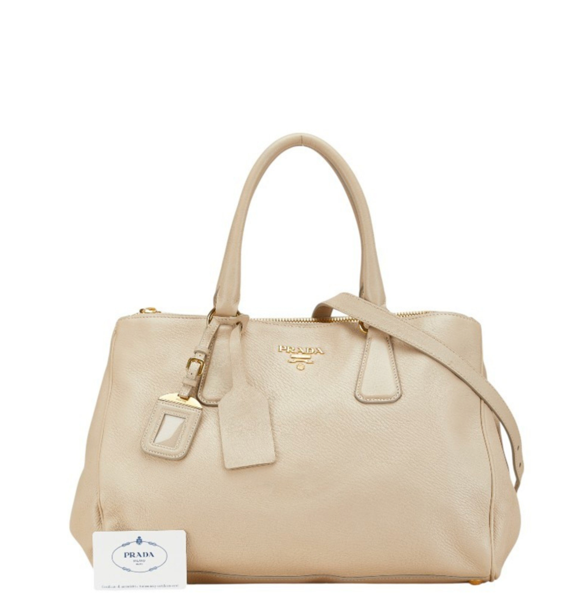 Prada Vitello en cuero beige con bandolera