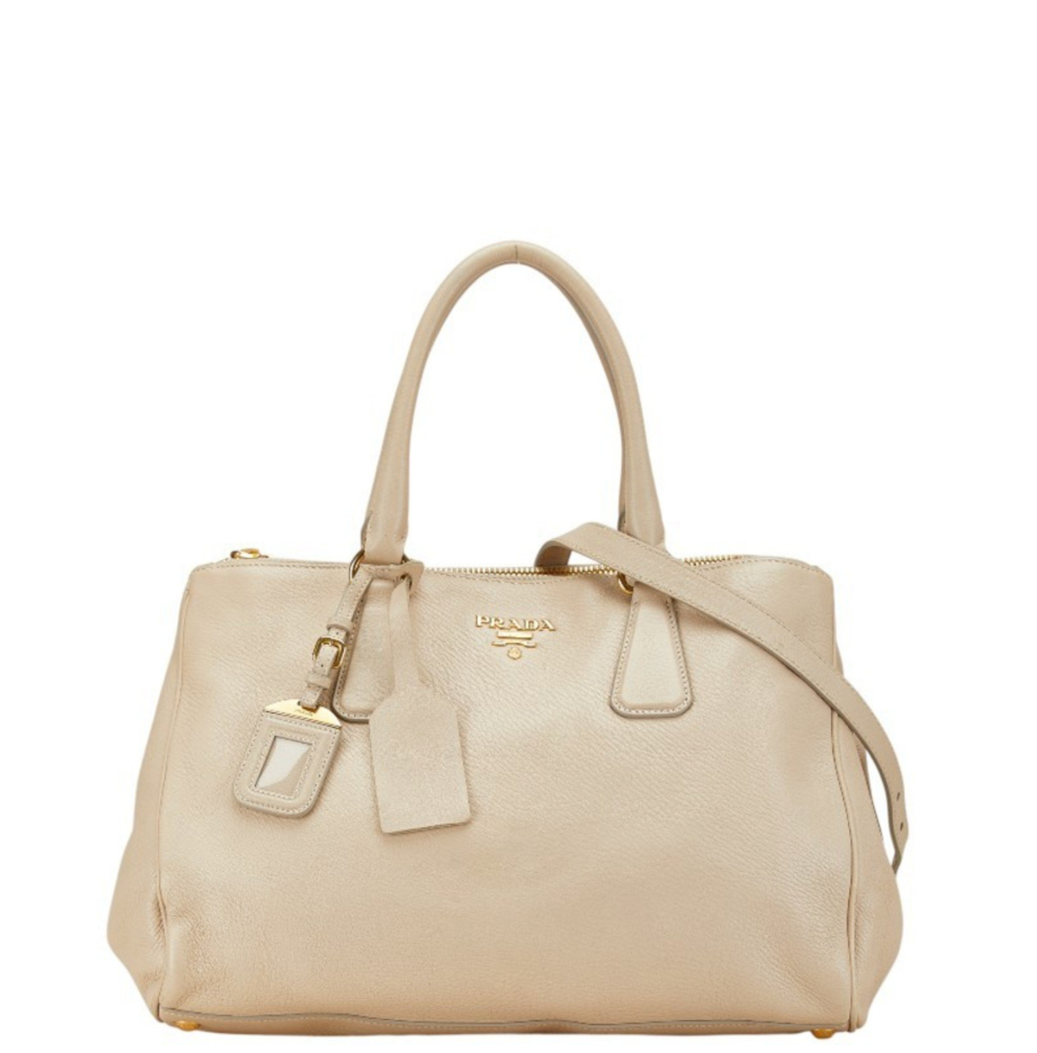 Prada Vitello en cuero beige con bandolera