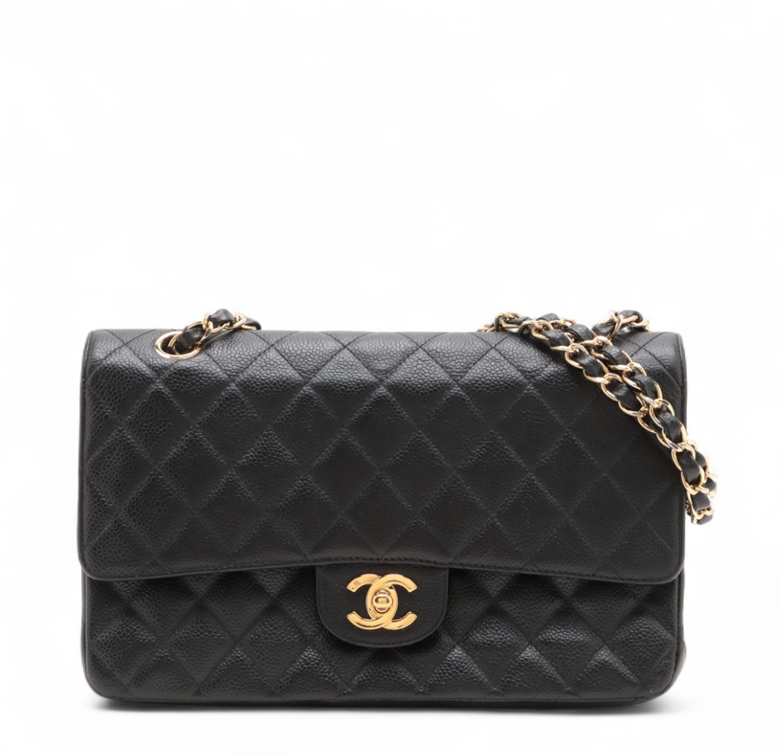 Chanel Classic Double Flap Mediano 11.12 en piel negra con hardware 24k