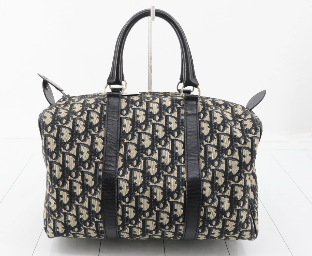 Christian Dior Trotter Boston Bag en canvas monogram azul y cuero