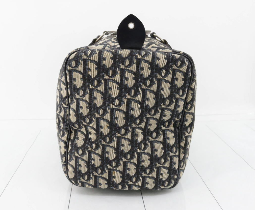 Christian Dior Trotter Boston Bag en canvas monogram azul y cuero