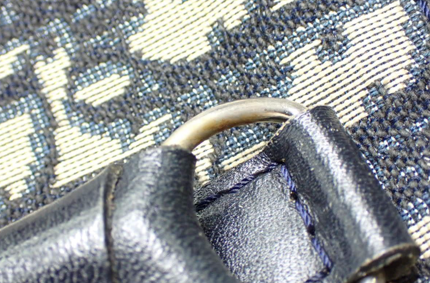 Christian Dior Trotter Boston Bag en canvas monogram azul y cuero