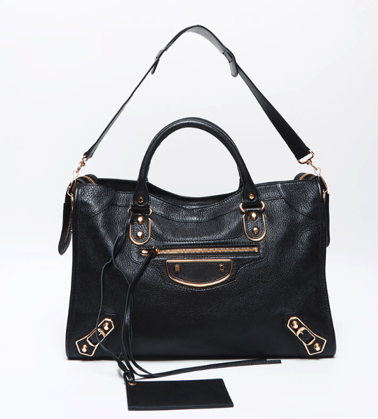 Balenciaga Classic City Mediano en negro con herrajes dorados