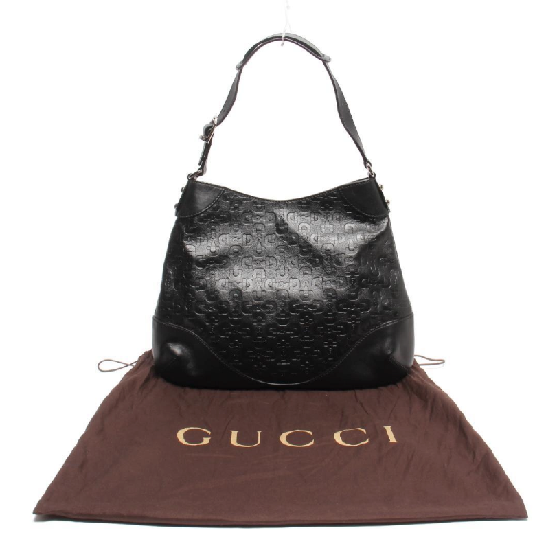 Gucci Hobo en piel negra con insignias Horsebit