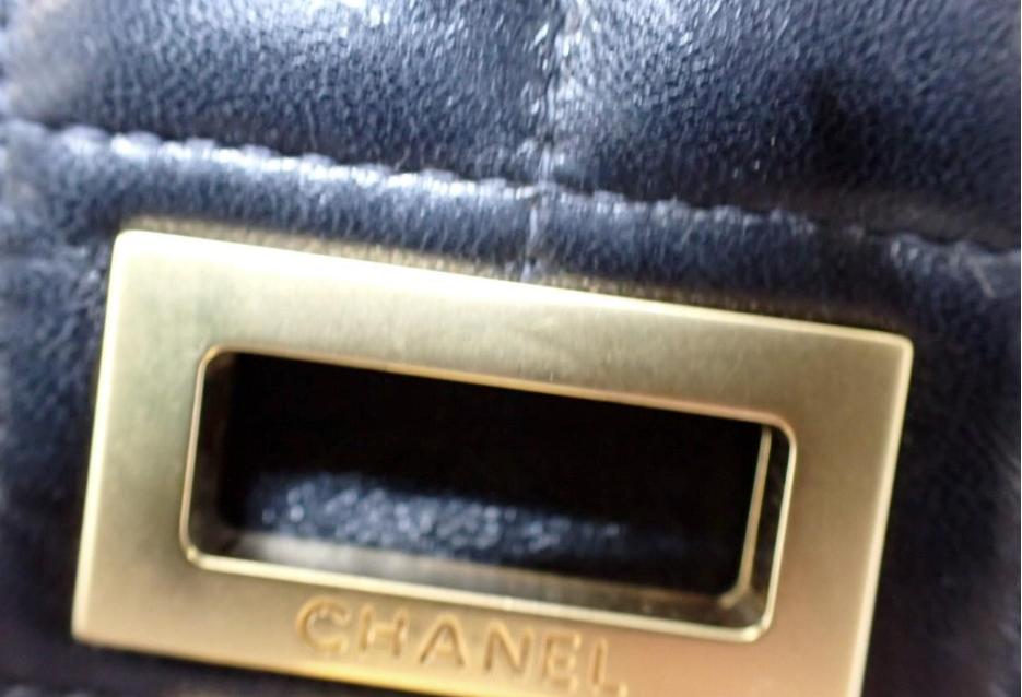 Chanel Choco Bar 2.55 Mini Chain Shoulder – Piel de Cordero Negro y Turquesa