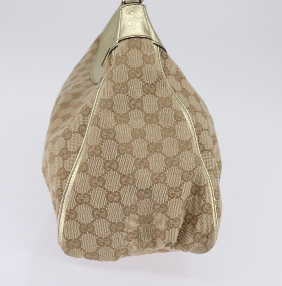 Gucci D-Ring Tote Bag – Monograma beige con piel dorada