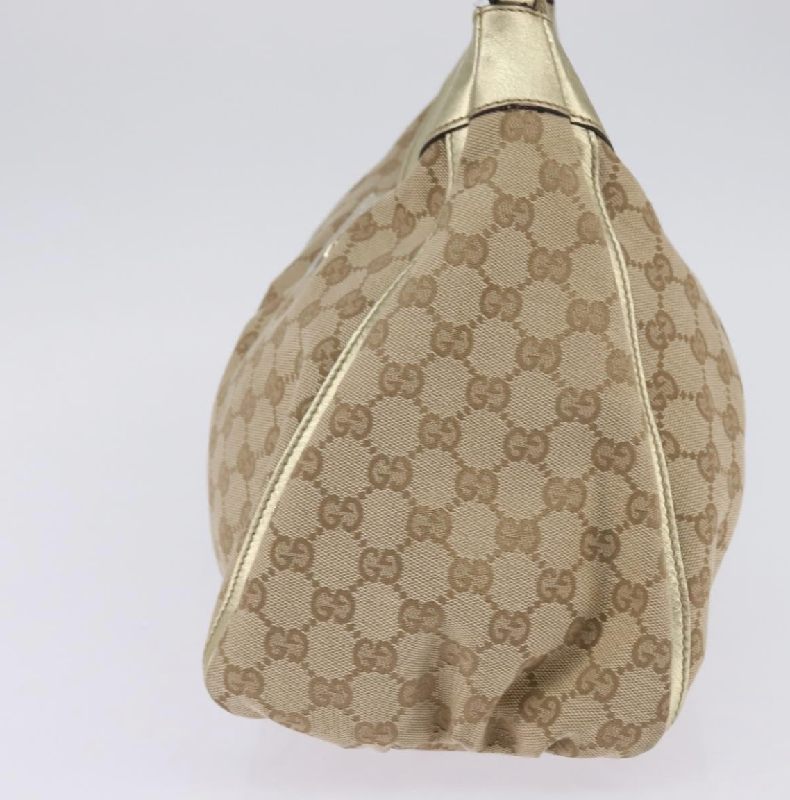 Gucci D-Ring Tote Bag – Monograma beige con piel dorada