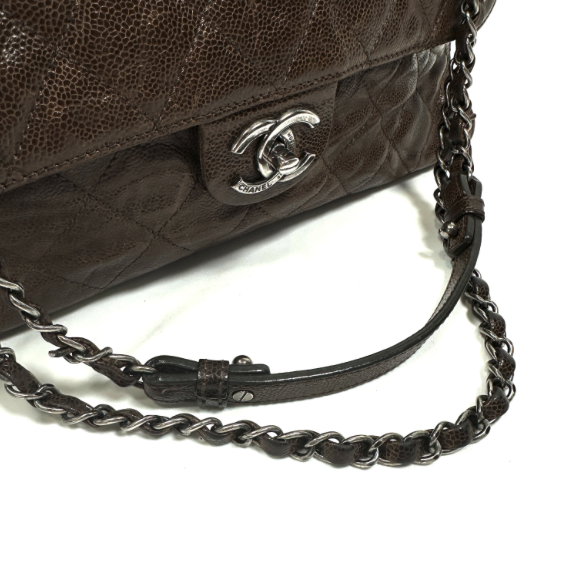 Chanel Classic Single Flap Bag – Piel Marrón en caviar